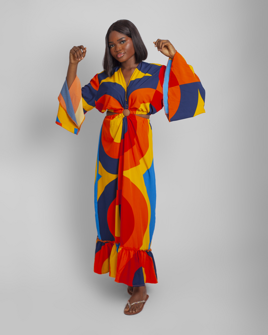 Multi-color beach gown