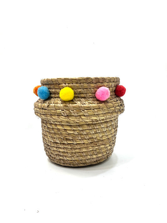 SQUARE BASKET WITH COLOURED BALLS